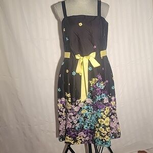 Madison Leigh Women Black Floral Sleeveless Midi Dress, Size: 12